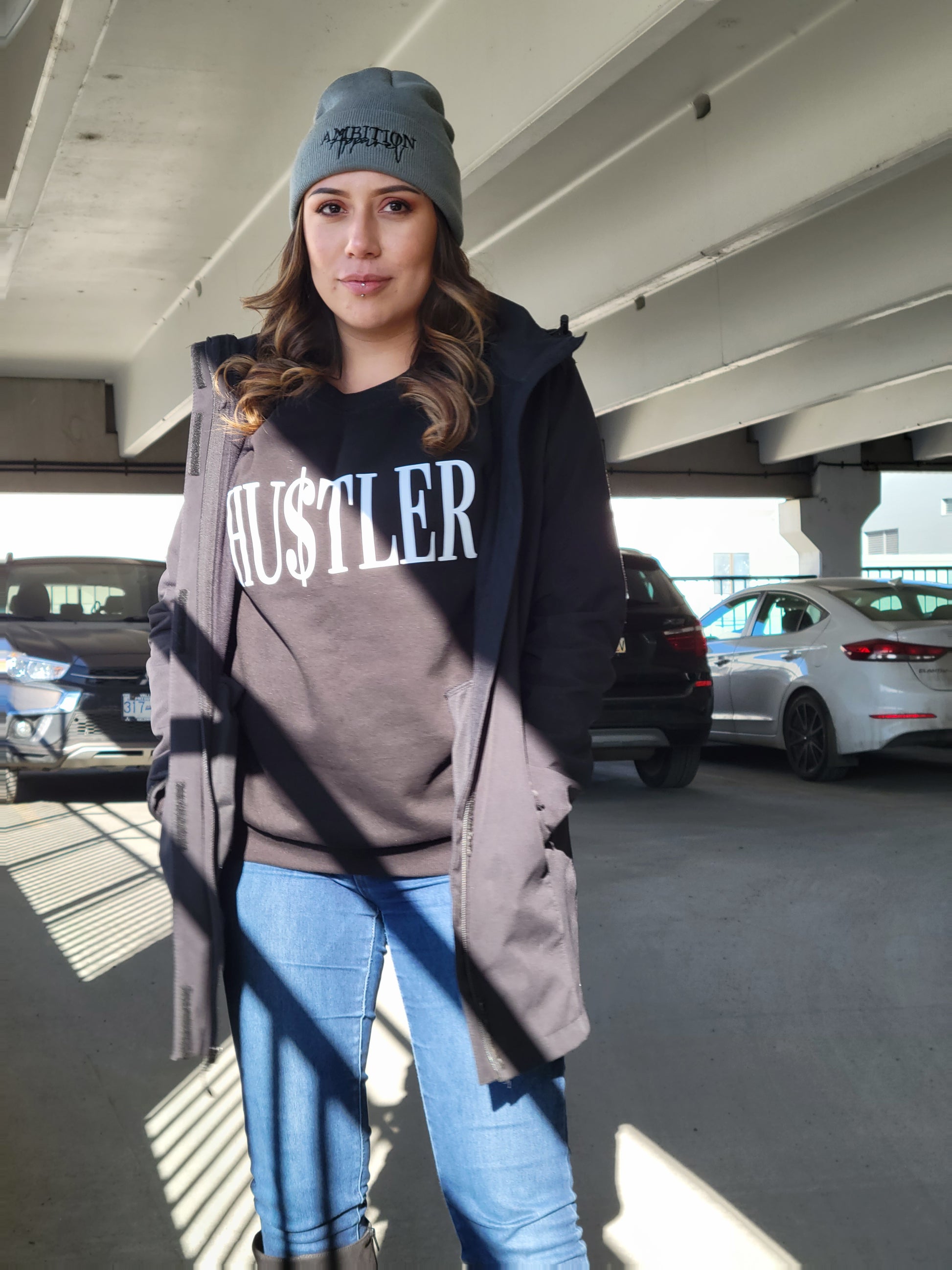 Black Hustler Crewneck Sweater